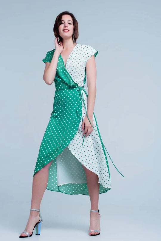 Green dress with polka dots - Dresses