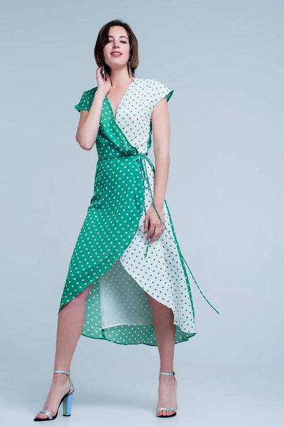 Green dress with polka dots - Dresses
