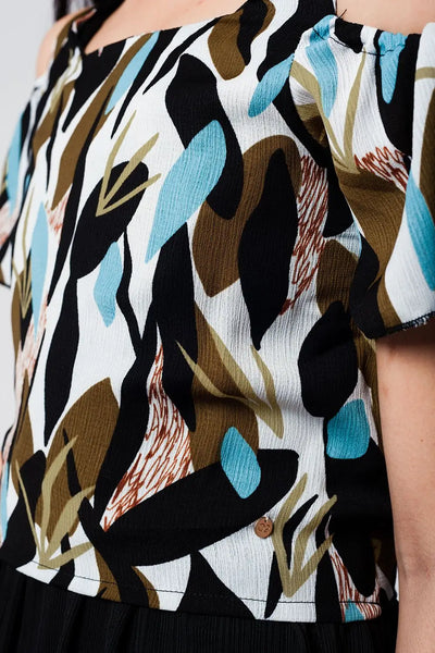 Green leaf print crop top - Shirts