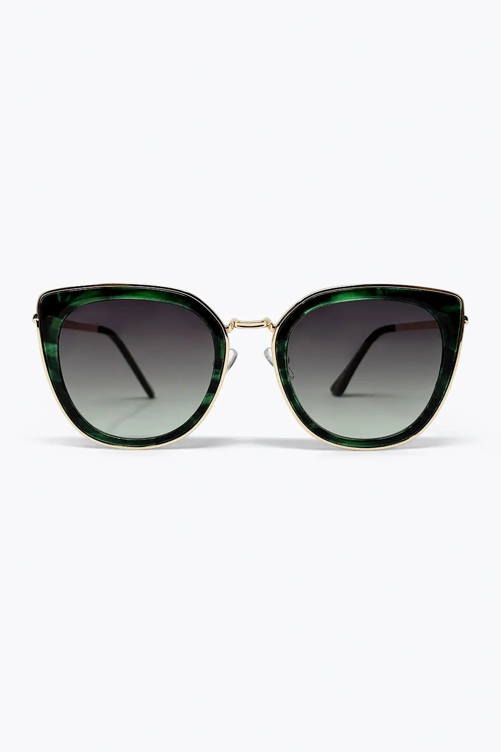 Q2 Green Marble Effect Gradient Lens Metal Frame Sunglasses