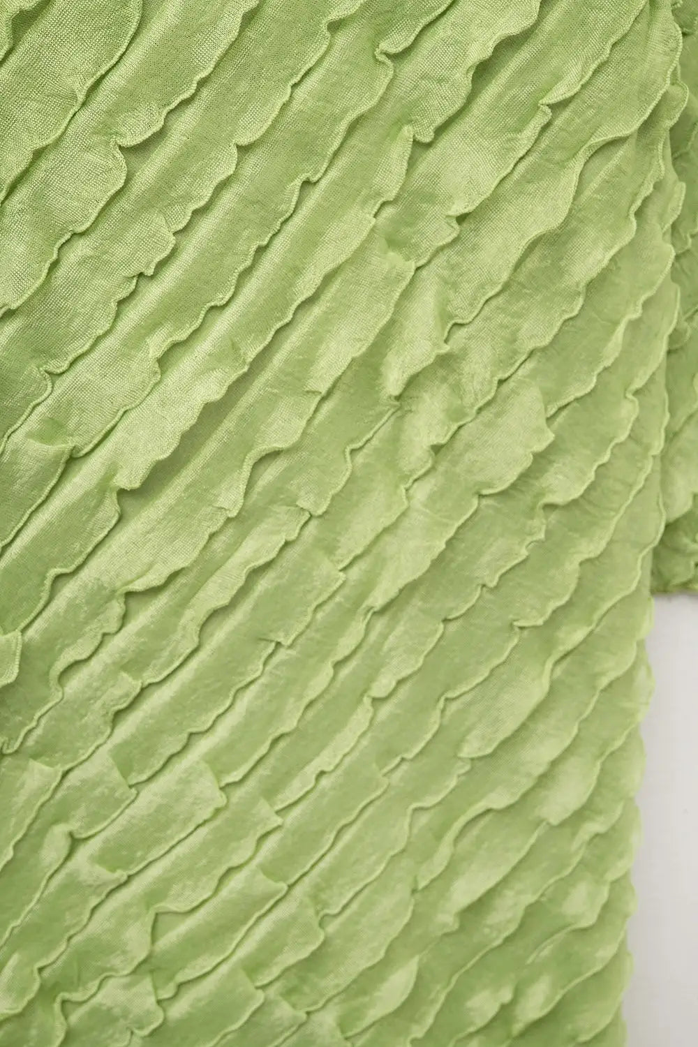 Green Maxi Dress With Bias mini Ruffle Design - Dresses