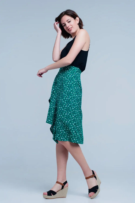 Green skirt with flower print - Skirts