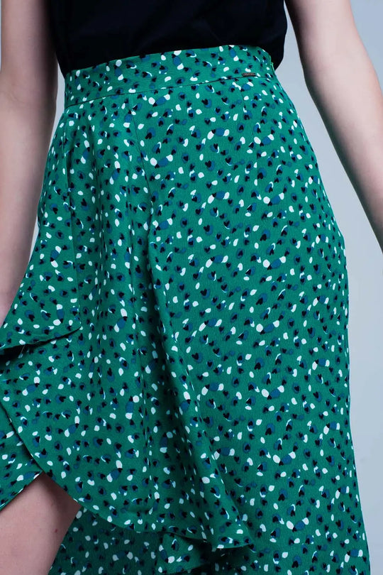 Green skirt with flower print - Skirts