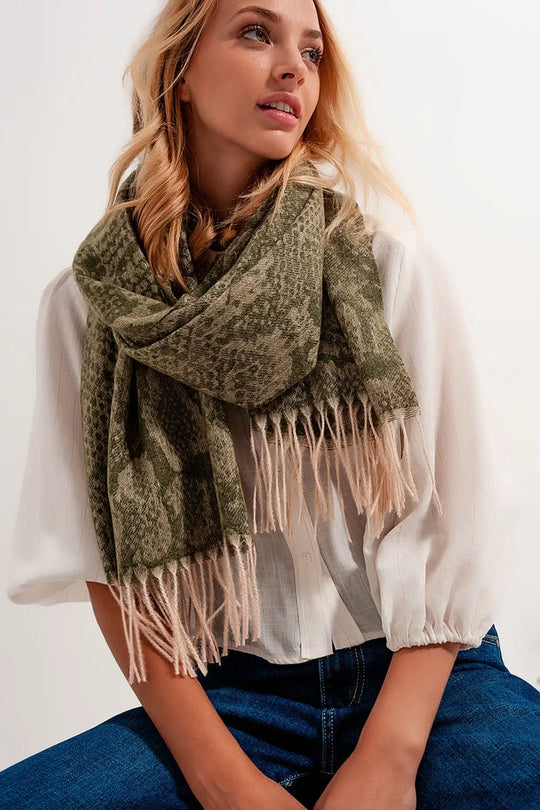 Green snake print scarf with bangs - One Size / Green - Necklaces