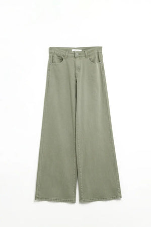 Q2 Green Straight Pants wide leg