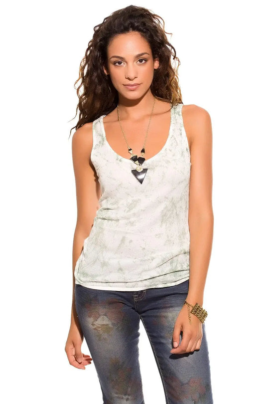 Green tie dye knit tank top - Shirts