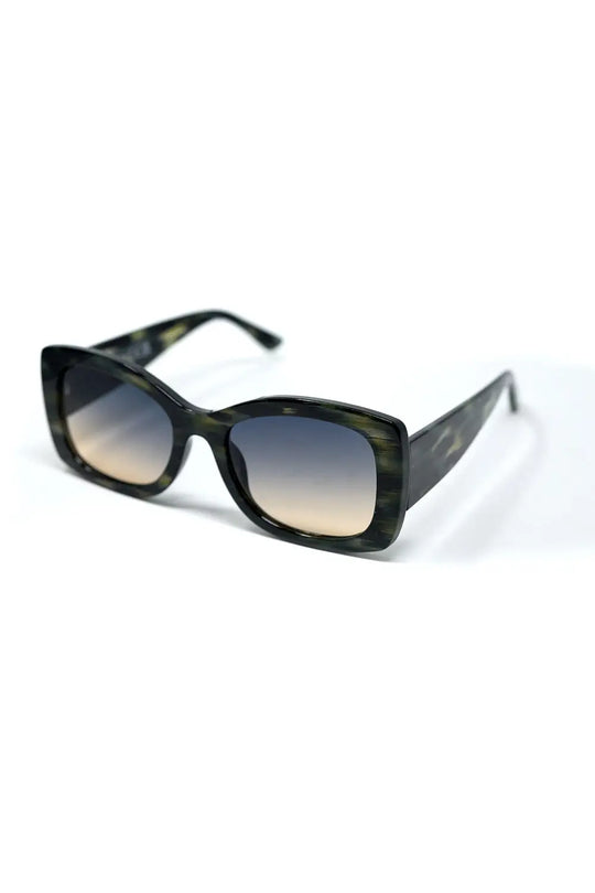 Green Tortoise Shell Oversized Oval Sunglasses in Acetate - One Size / Grey