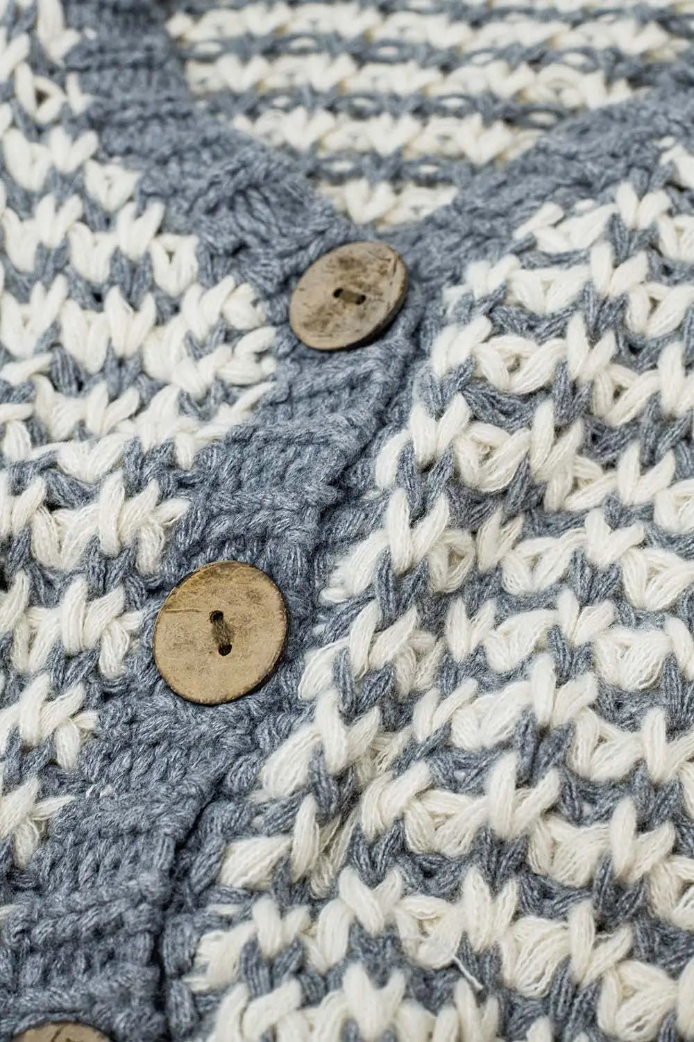Grey Chunky knitted Cardigan With Big Buttons - One Size / Grey - Sweaters