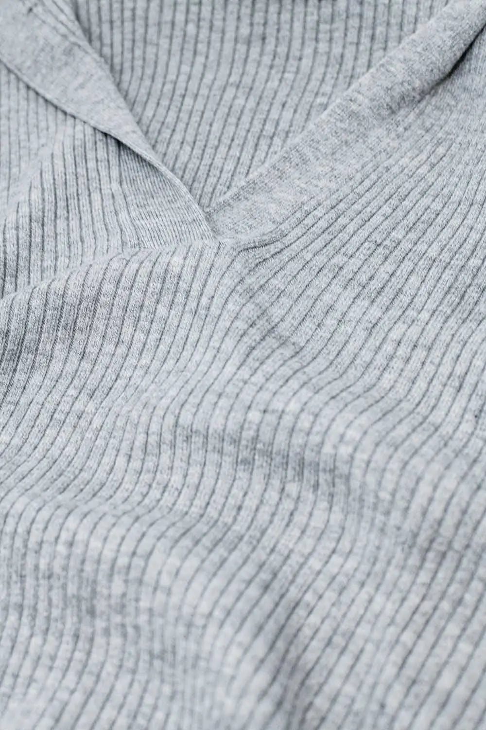 Grey Collared Rib sweater With Long Sleeves - Sweaters