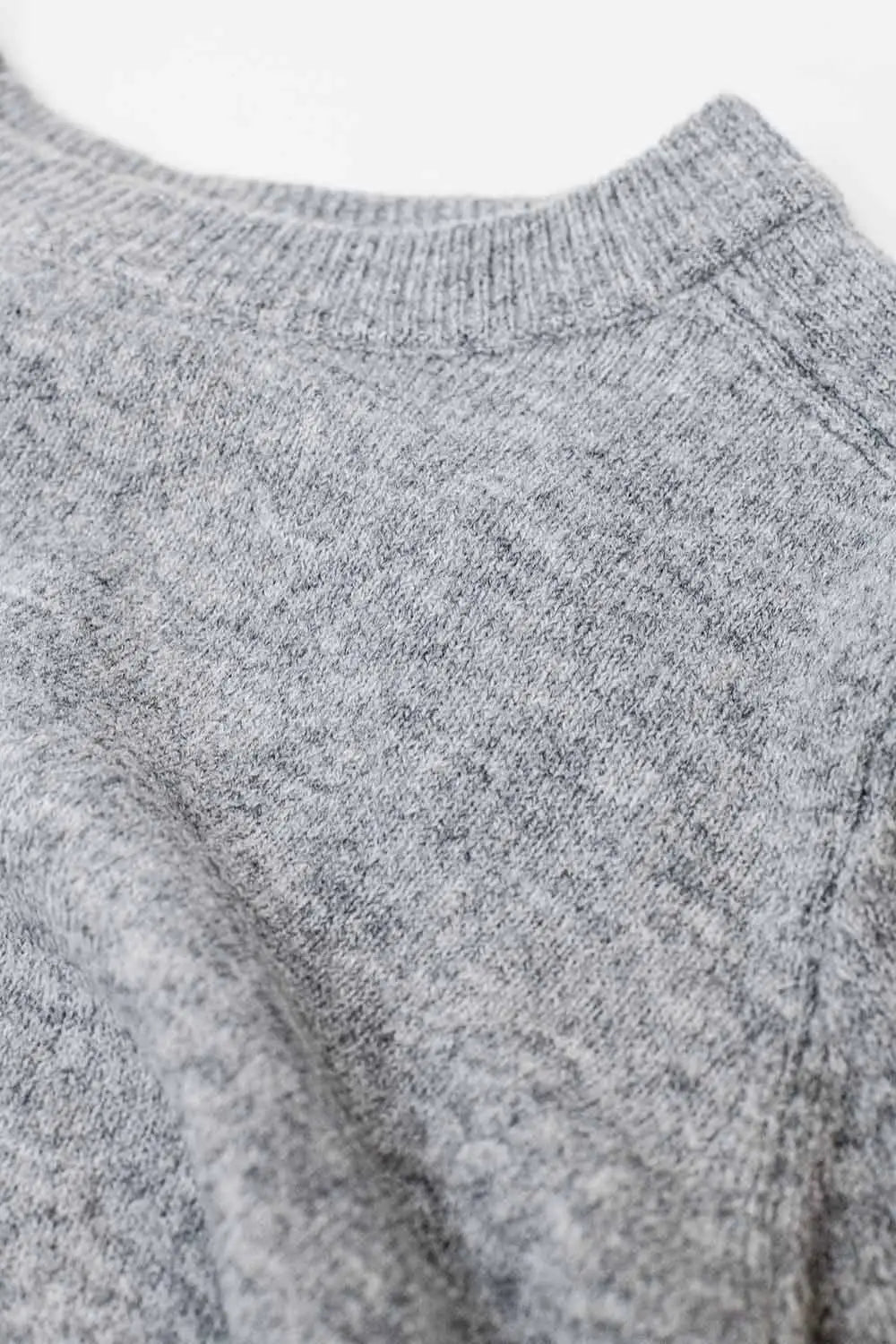 Grey crew neck sweater with seam detail on sleeve - Sweaters