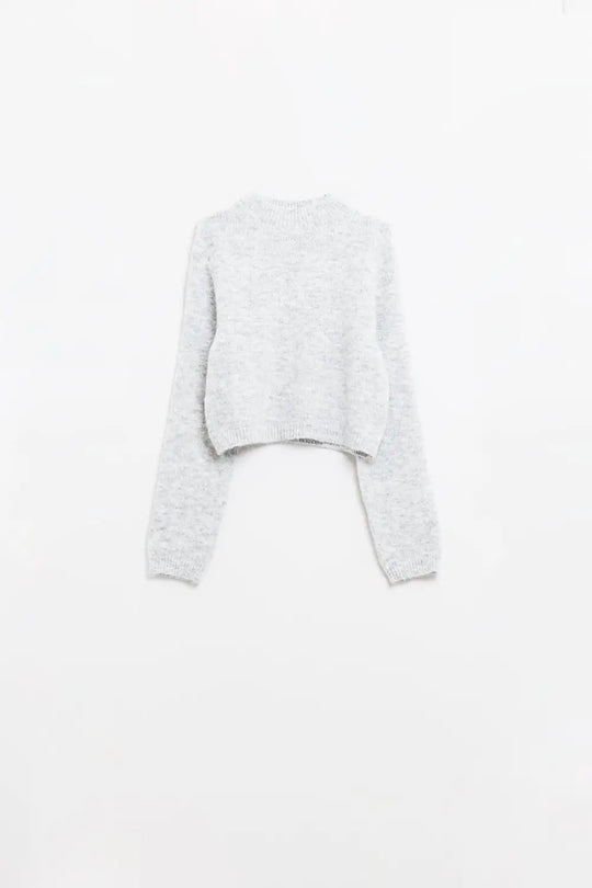 Grey jersey with long sleeves and open back detail - Sweaters