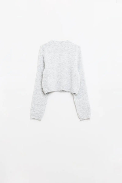 Grey jersey with long sleeves and open back detail - Sweaters