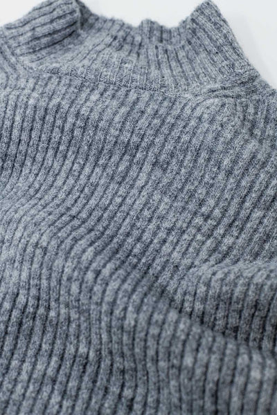 grey ribbed turtleneck sweater