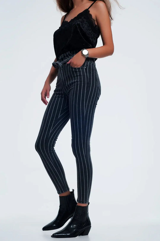 Grey skinny jeans with stripes - Jeans
