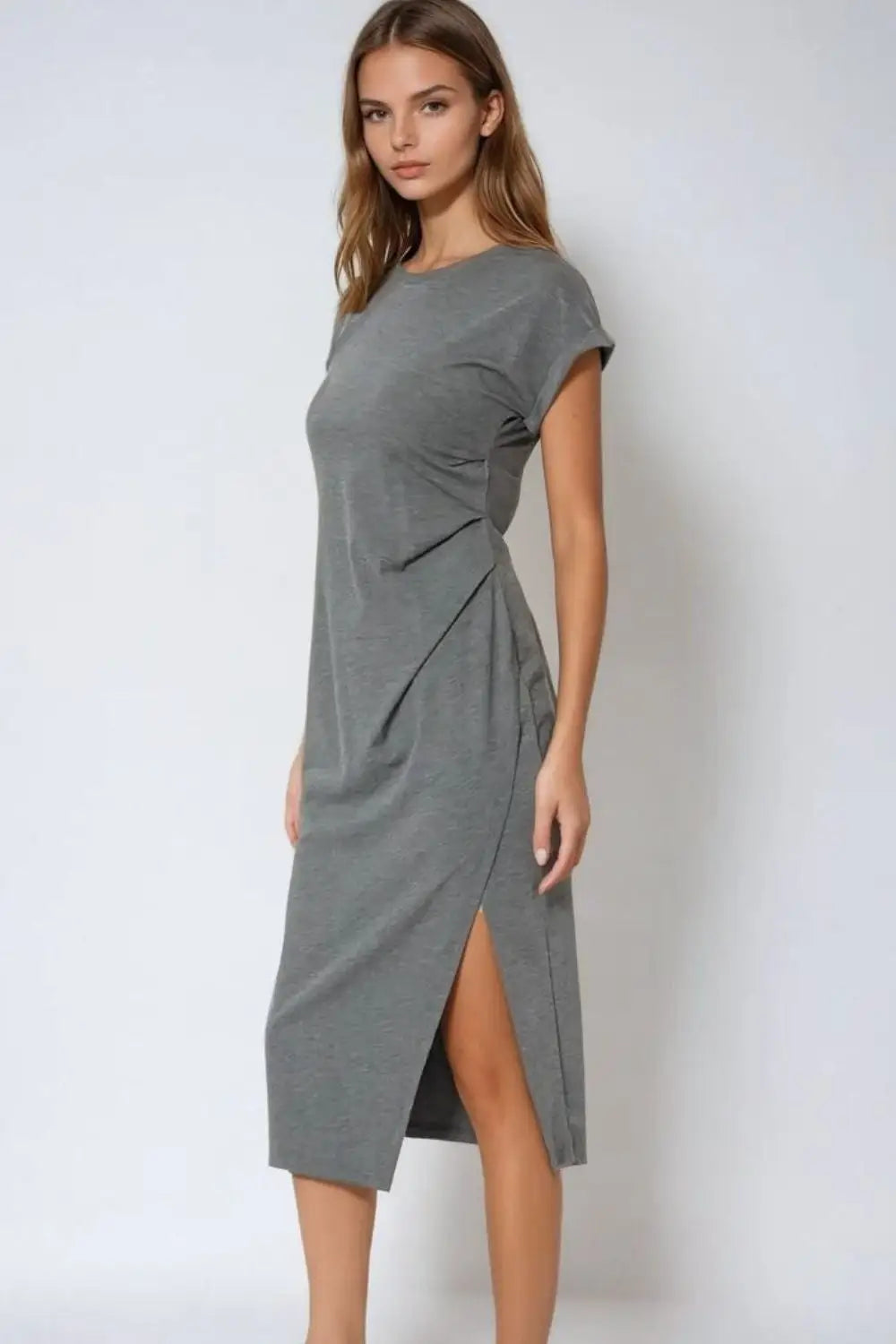 Q2 Grey stretch tencel sleeveless dress