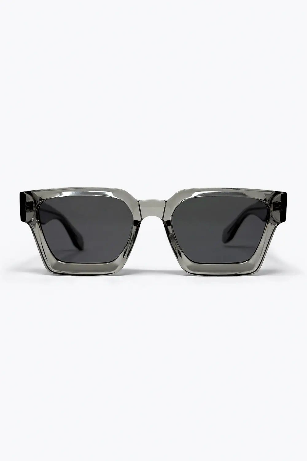 Q2 Grey Transparent Square Frame Dark Lens Fashion Sunglasses
