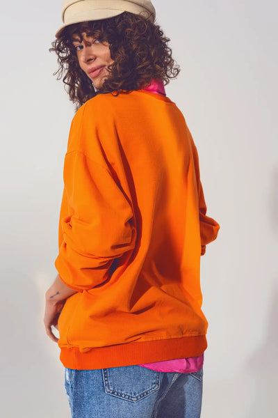 GRL PWR Text Sweatshirt in Orange - One Size / Orange - Sweaters