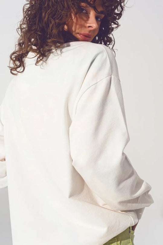 GRL PWR Text Sweatshirt in White - One Size / White - Sweaters