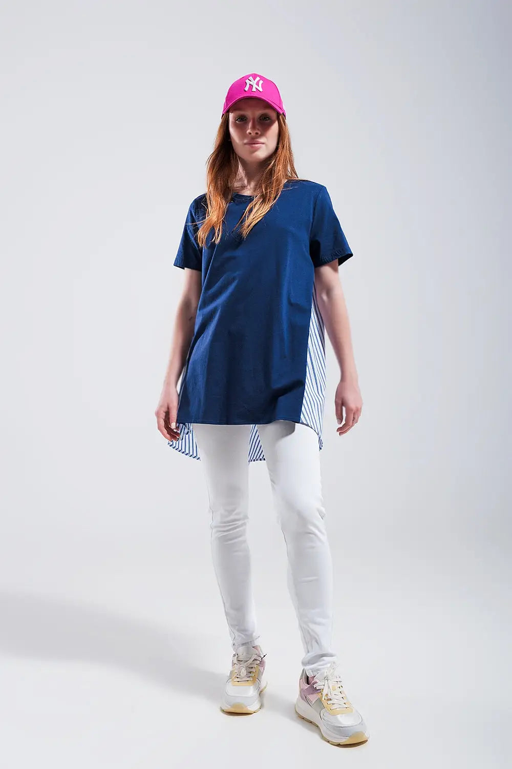 Half and half t shirt in blue - Tops