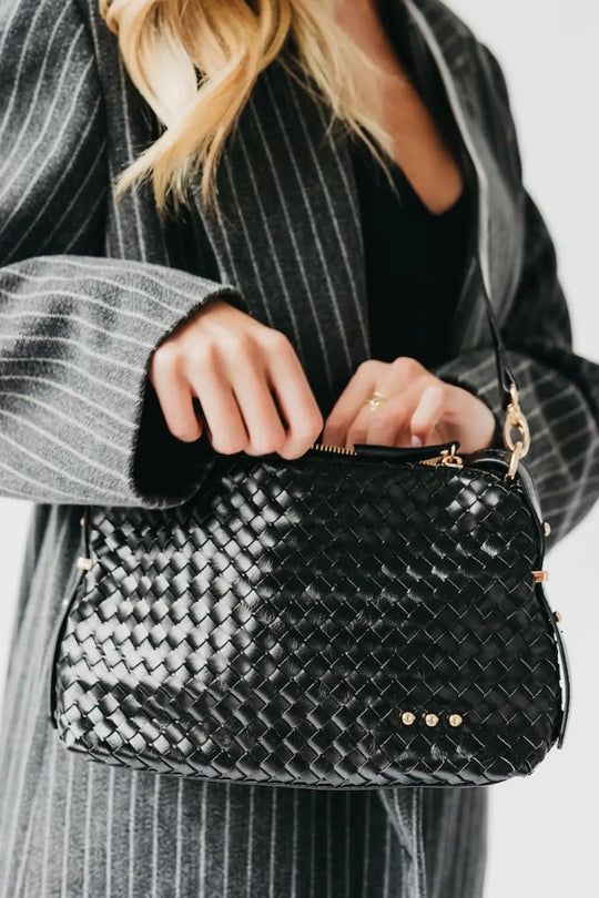 Harper Hobo Woven Shoulder Bag - Black - Shoulder Bag