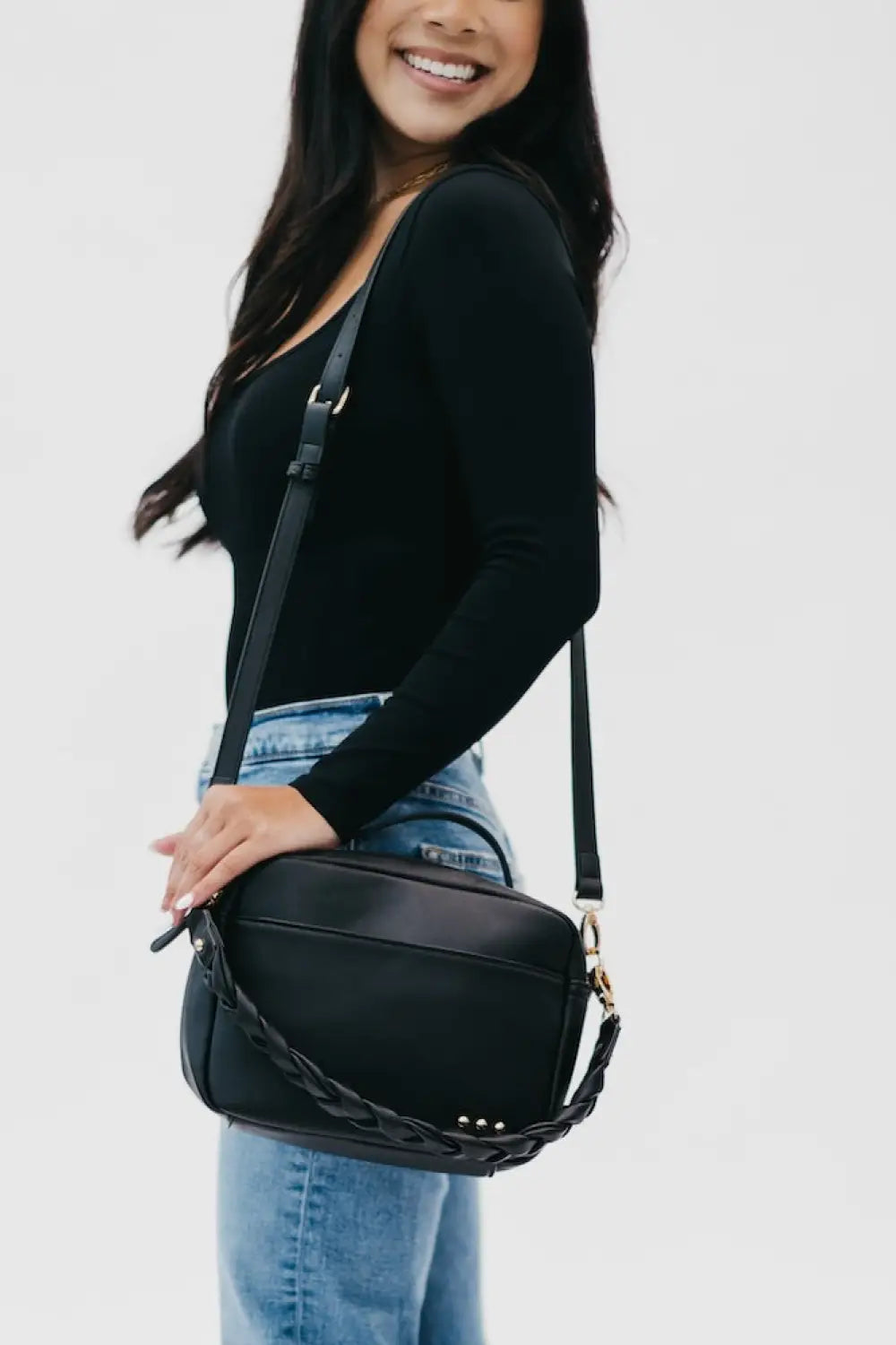 Harriet Handle Crossbody and Shoulder Bag - Black - Crossbody Bag