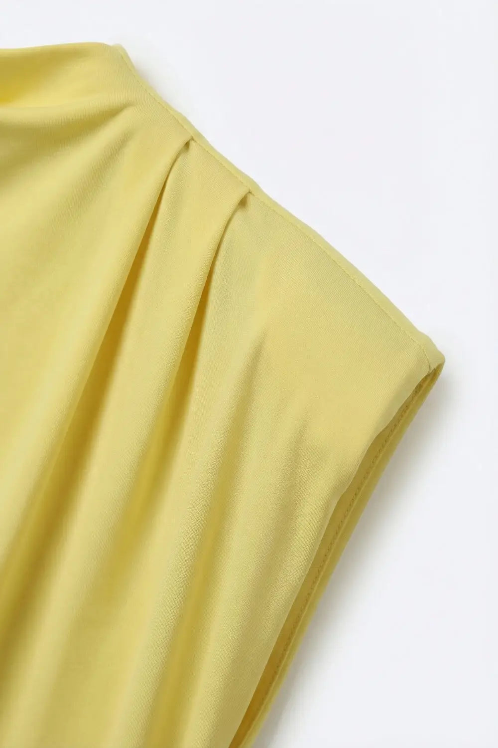 Haut asymétrique drapé sans manches jaune - Tops