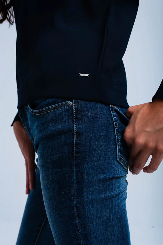 Haut navy avec noeud - Tee-Shirt