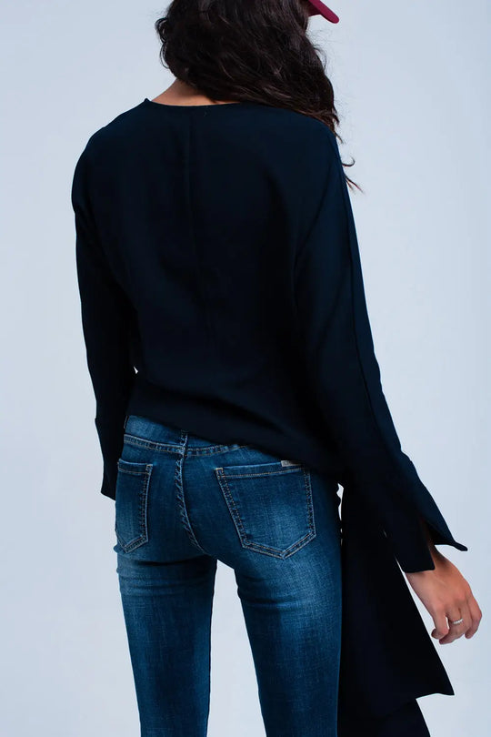 Haut navy avec noeud - Tee-Shirt