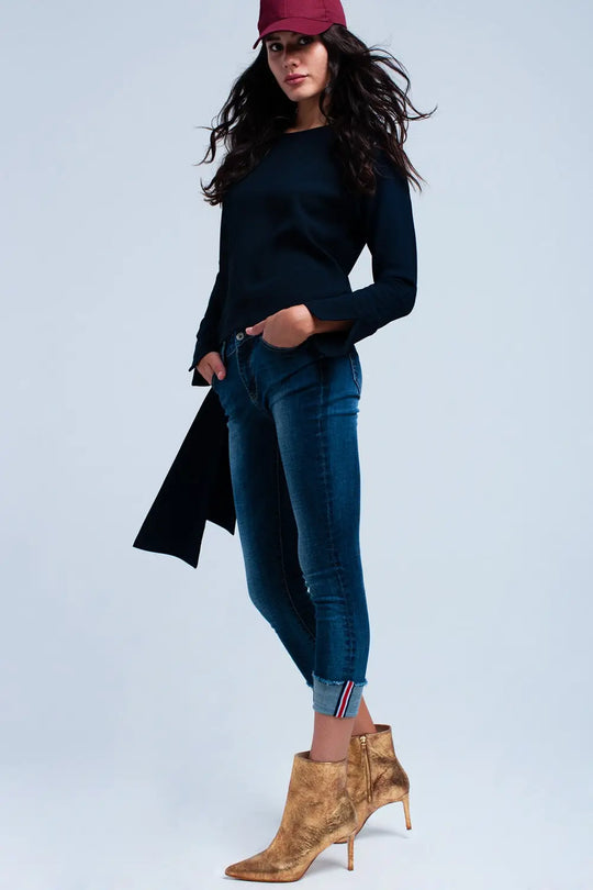 Haut navy avec noeud - Tee-Shirt