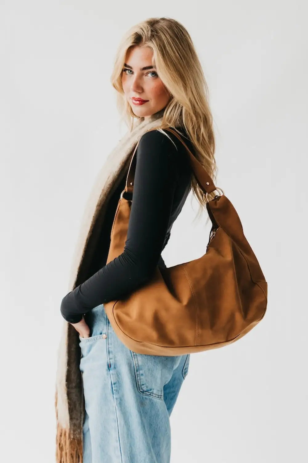 Hazel Hobo Shoulder Bag with Tassel - Shoulder Bag
