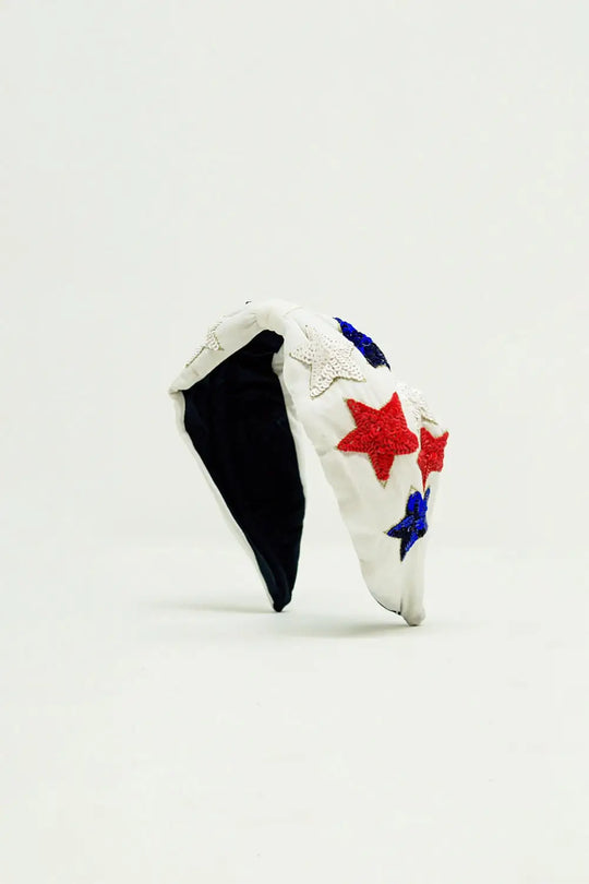 Headband with sequin stars in white - One Size / White