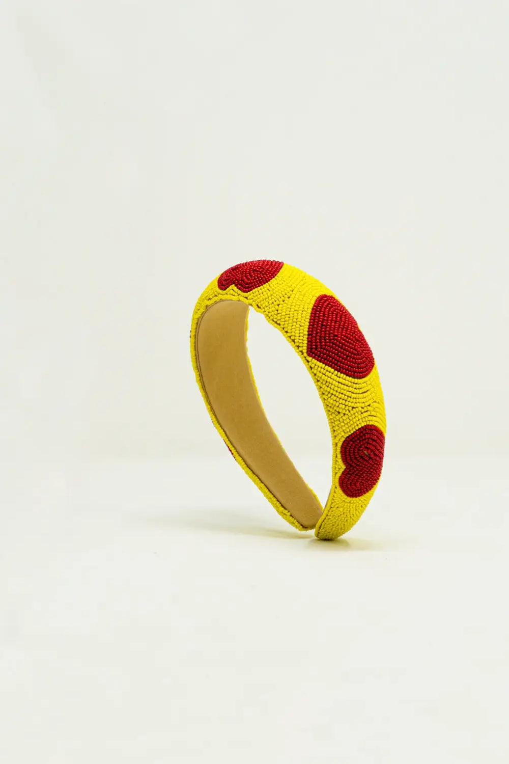 Heart Detail Beads Headband in Yellow - One Size / Yellow