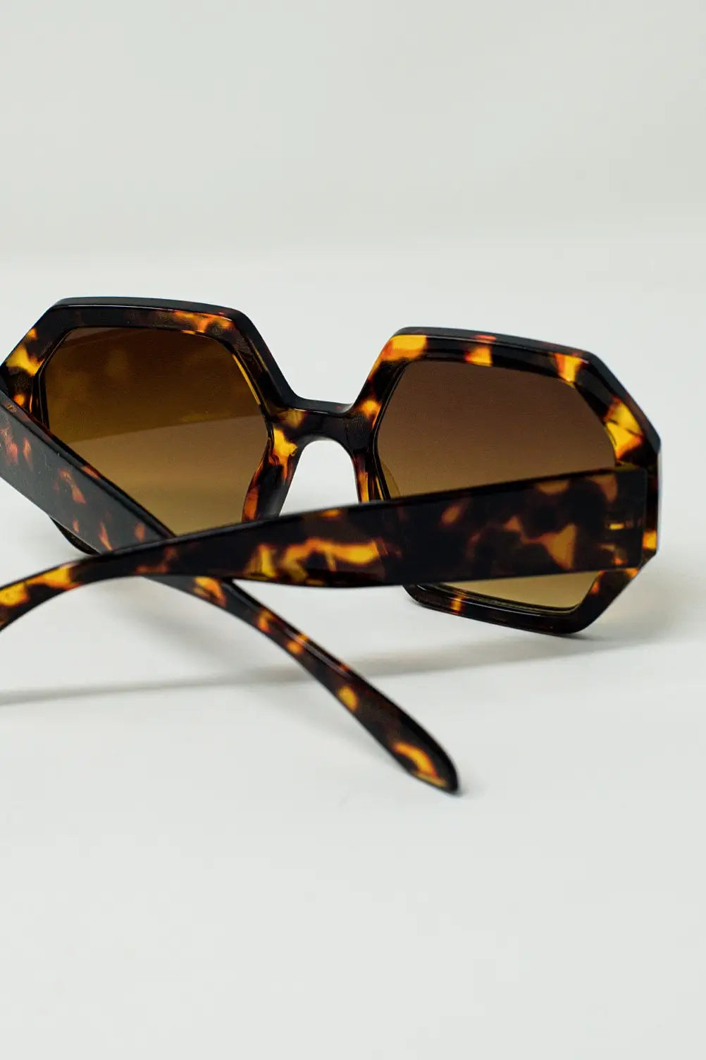 Hexagonal Oversized Sunglasses In Dark Tortoiseshell - One Size / Brown