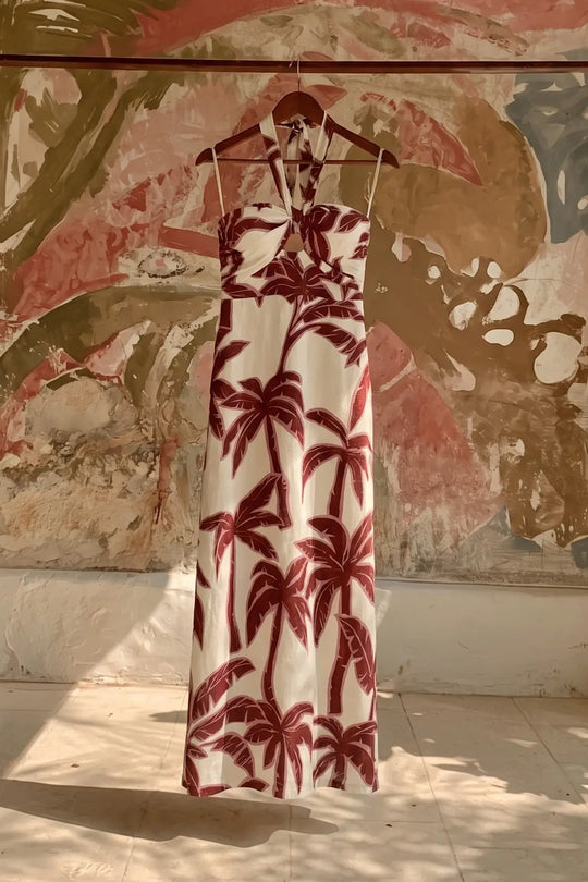 PALM SIREN WOVEN MIDI DRESS - DRESSES