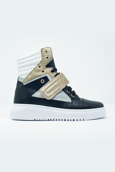 Hi-top sneakers in gold