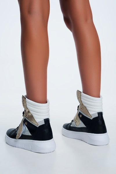 Hi-top sneakers in gold