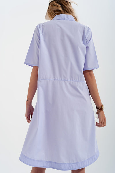 High-low dress with empire waistline in lilac