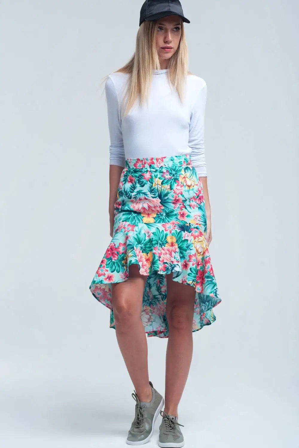 High neck and long sleeves white top - Tops