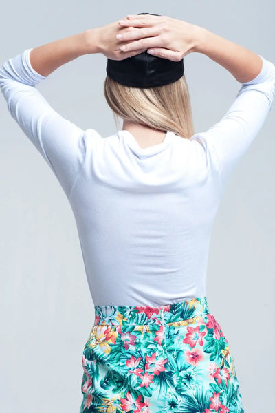 High neck and long sleeves white top - Tops