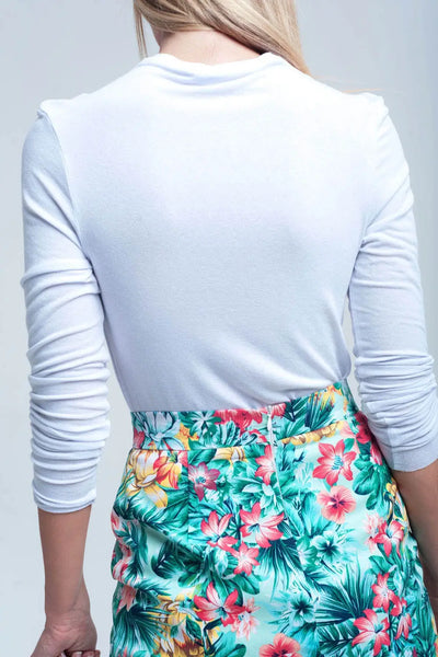 High neck and long sleeves white top - Tops