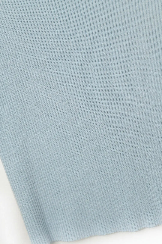 High Neck Cap Sleeves ribbed sweater in blue - One Size / Blue - Sweaters