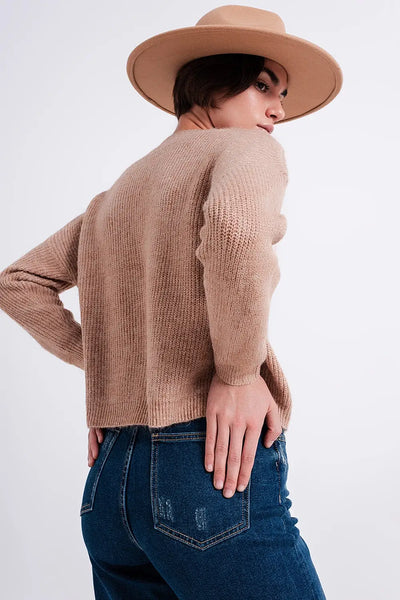 High neck jumper in beige - Sweaters
