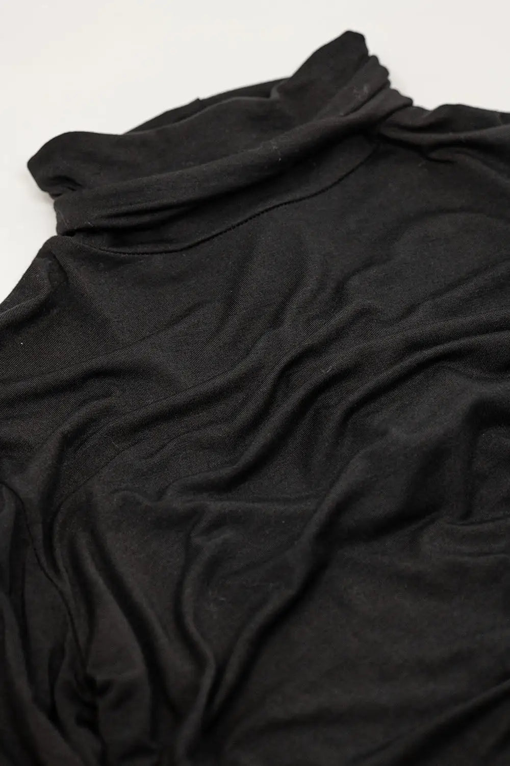 High Neck Long Sleeve top in black modal - Tops