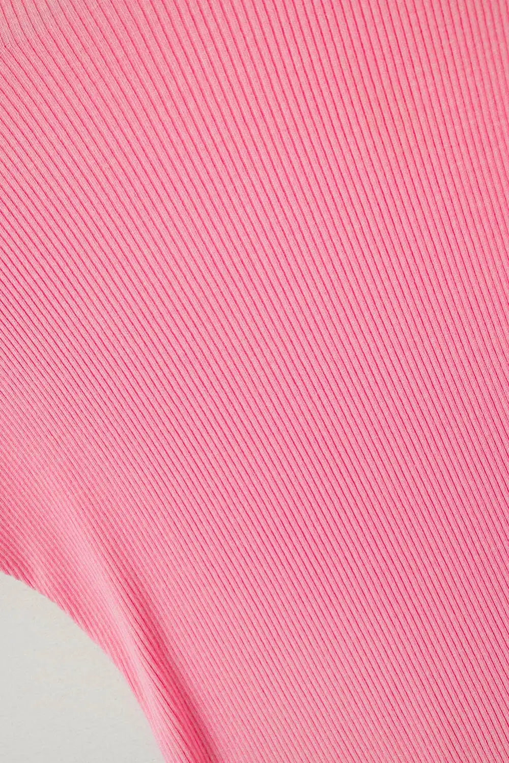 High Neck short Sleeves ribbed sweater in fucshia - One Size / Fuchsia - Sweaters