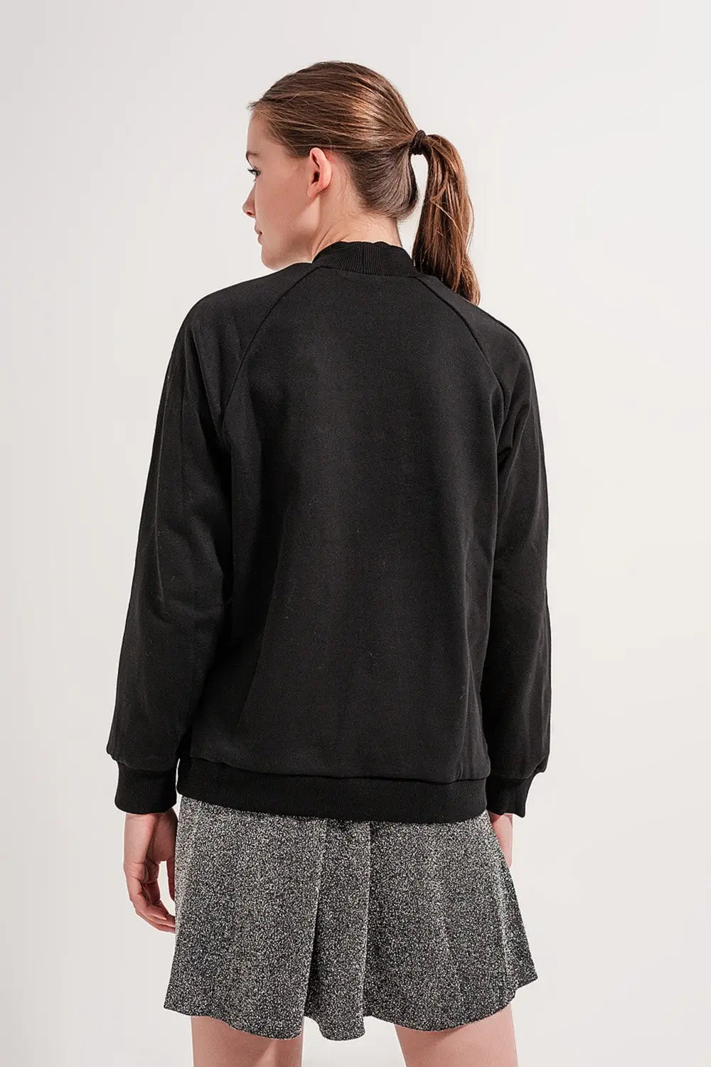 High neck sweatshirt in black - Sweaters