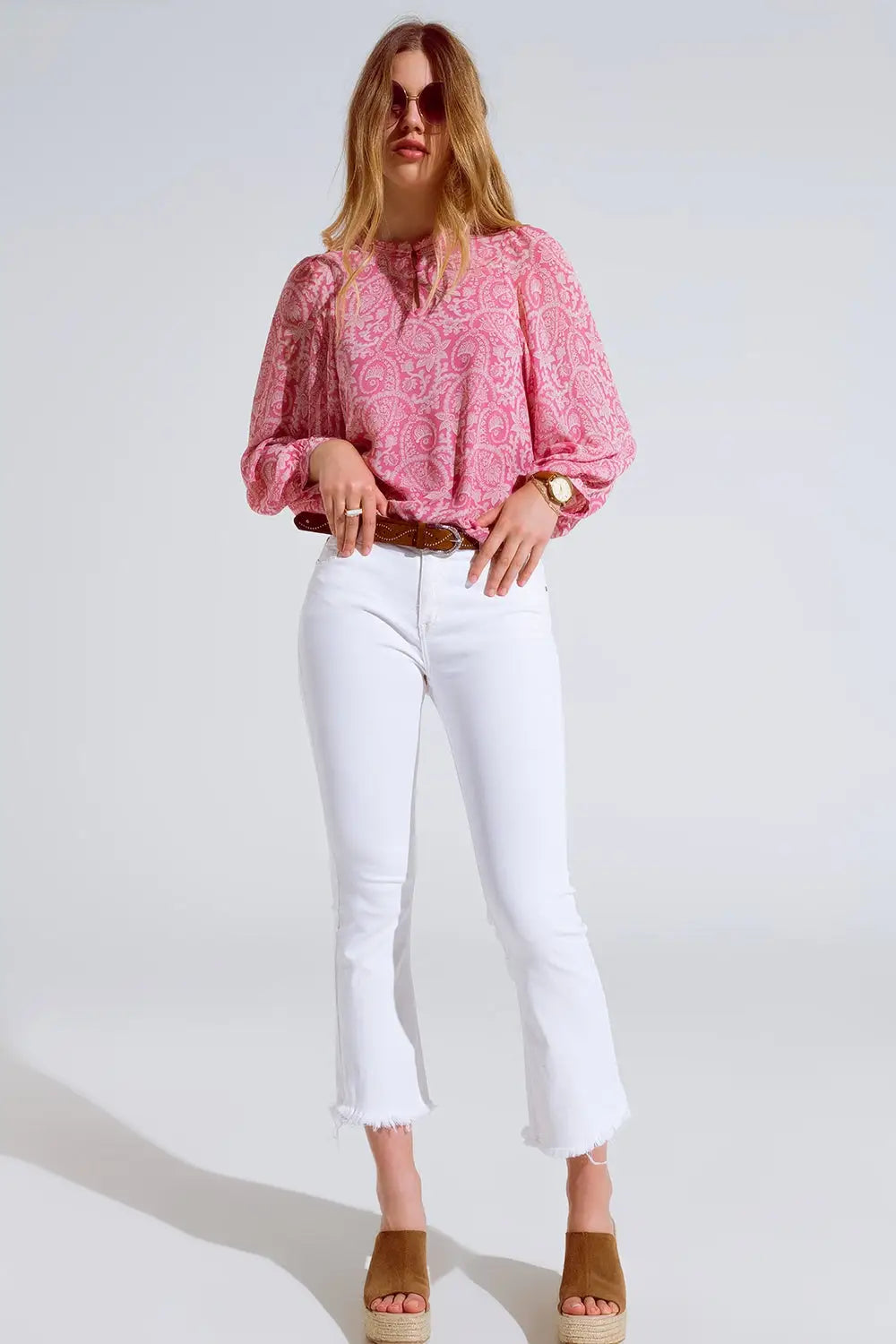 High Rise Basic Flared Jeans In White - Jeans