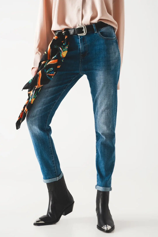 High rise cigarette jeans in midwash - Jeans