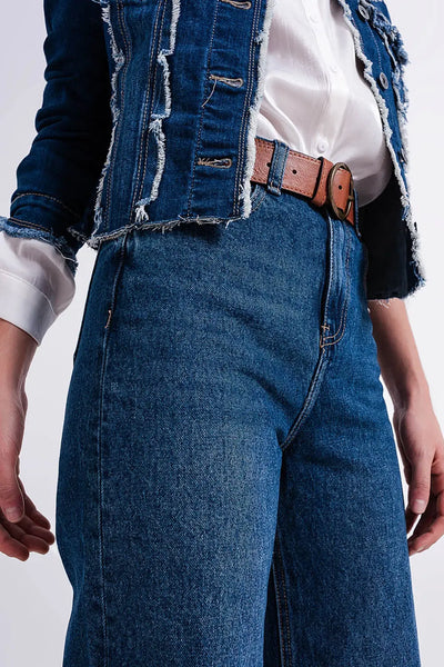 High rise mom fit jeans with medium wash - Jeans