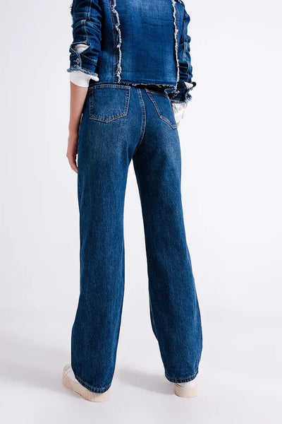 High rise mom fit jeans with medium wash - Jeans