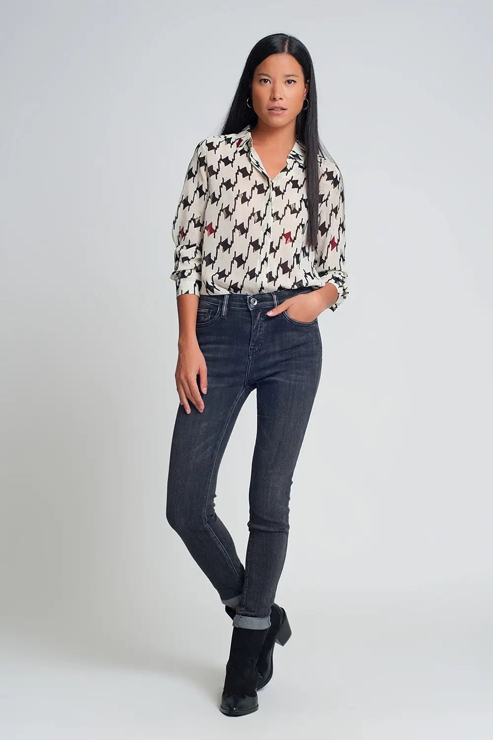 High rise skinny jeans in washed black - Jeans